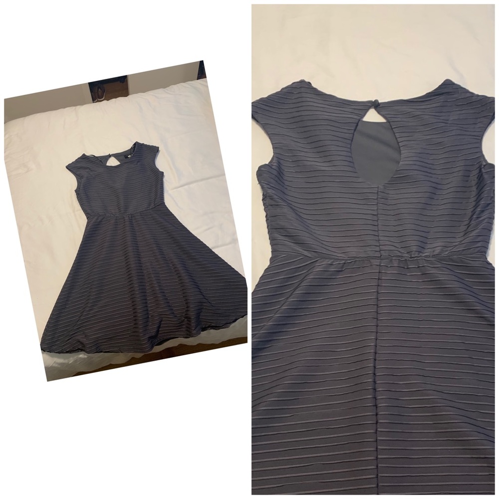 Gray cocktail dress with keyhole back